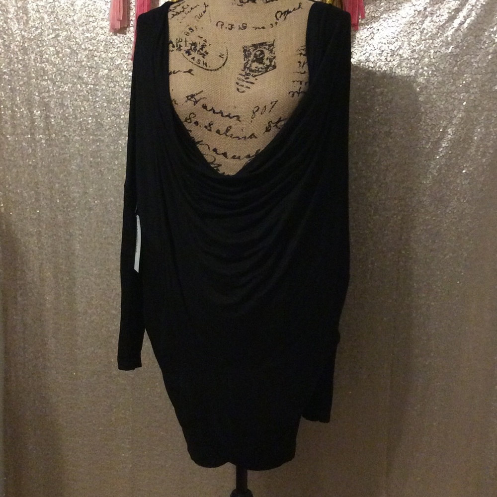 NWT black drape front top